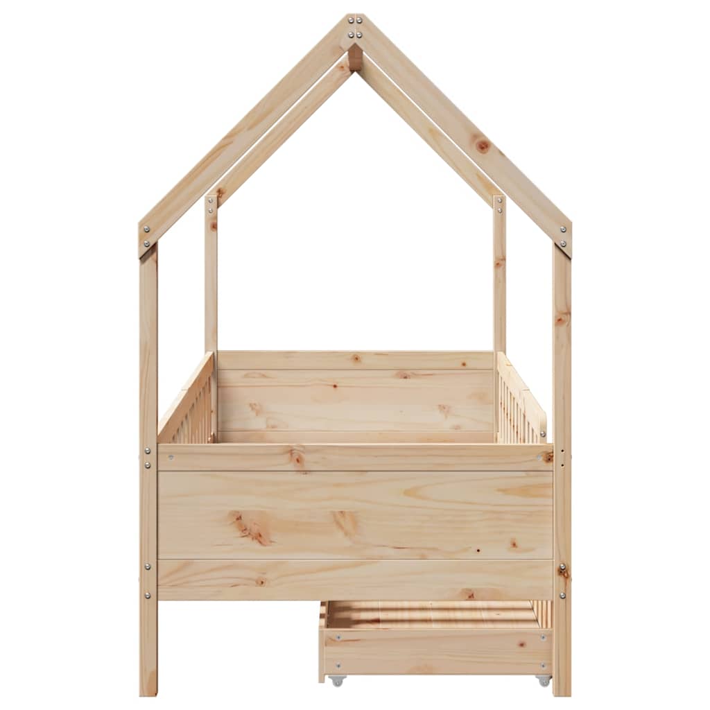Kids Bed Frame With Drawers Without Mattress Solid Wood