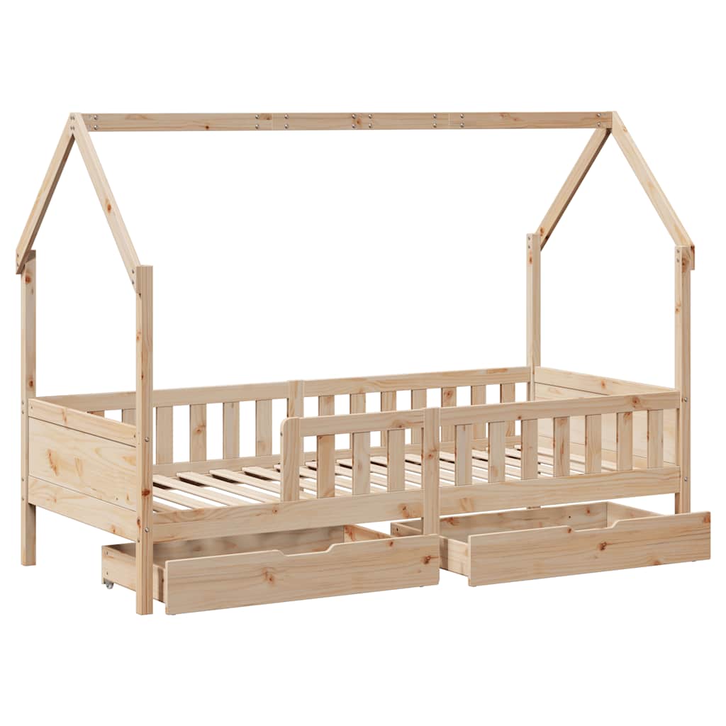 Kids Bed Frame With Drawers Without Mattress Solid Wood