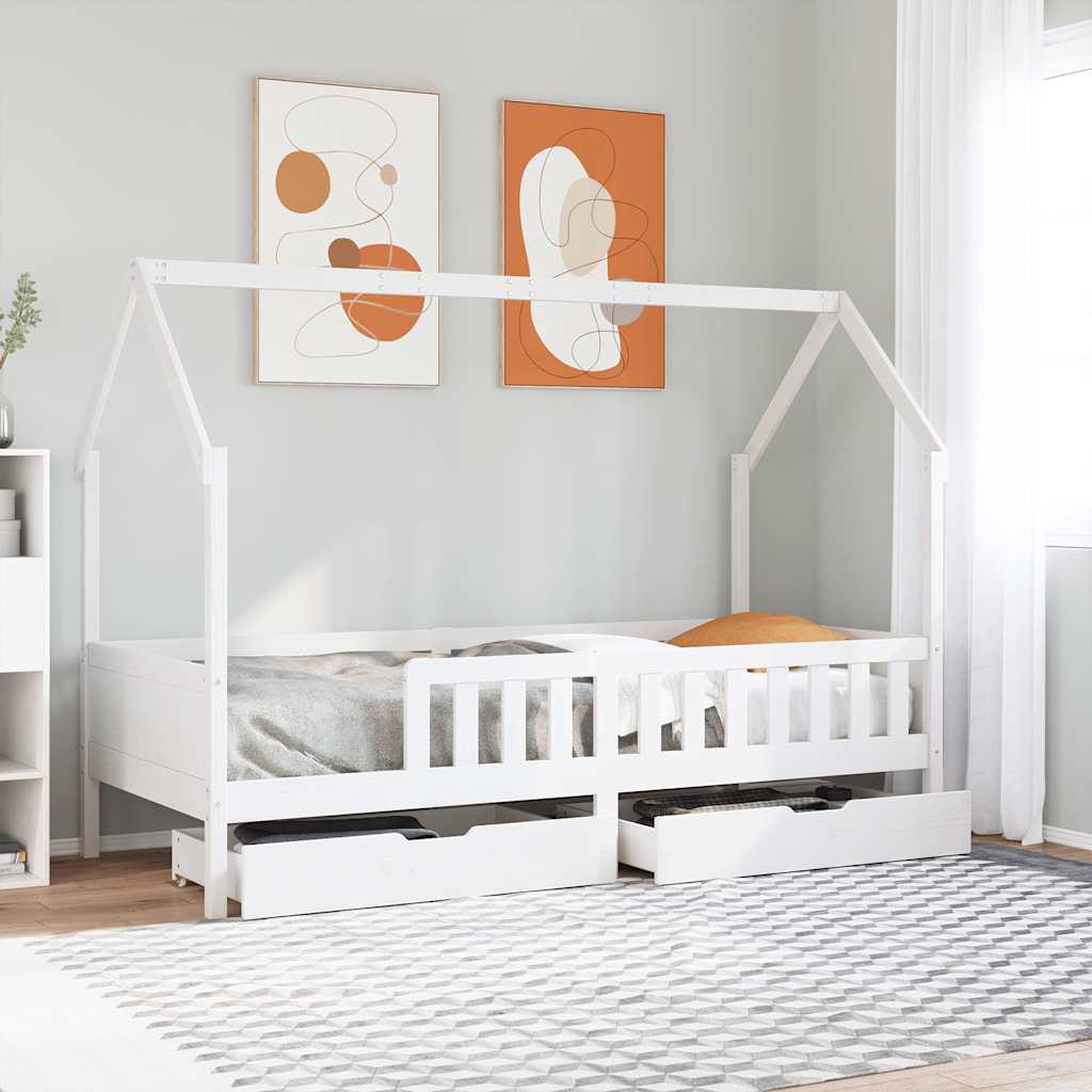 Kids Bed Frame With Drawers Without Mattress Solid Wood