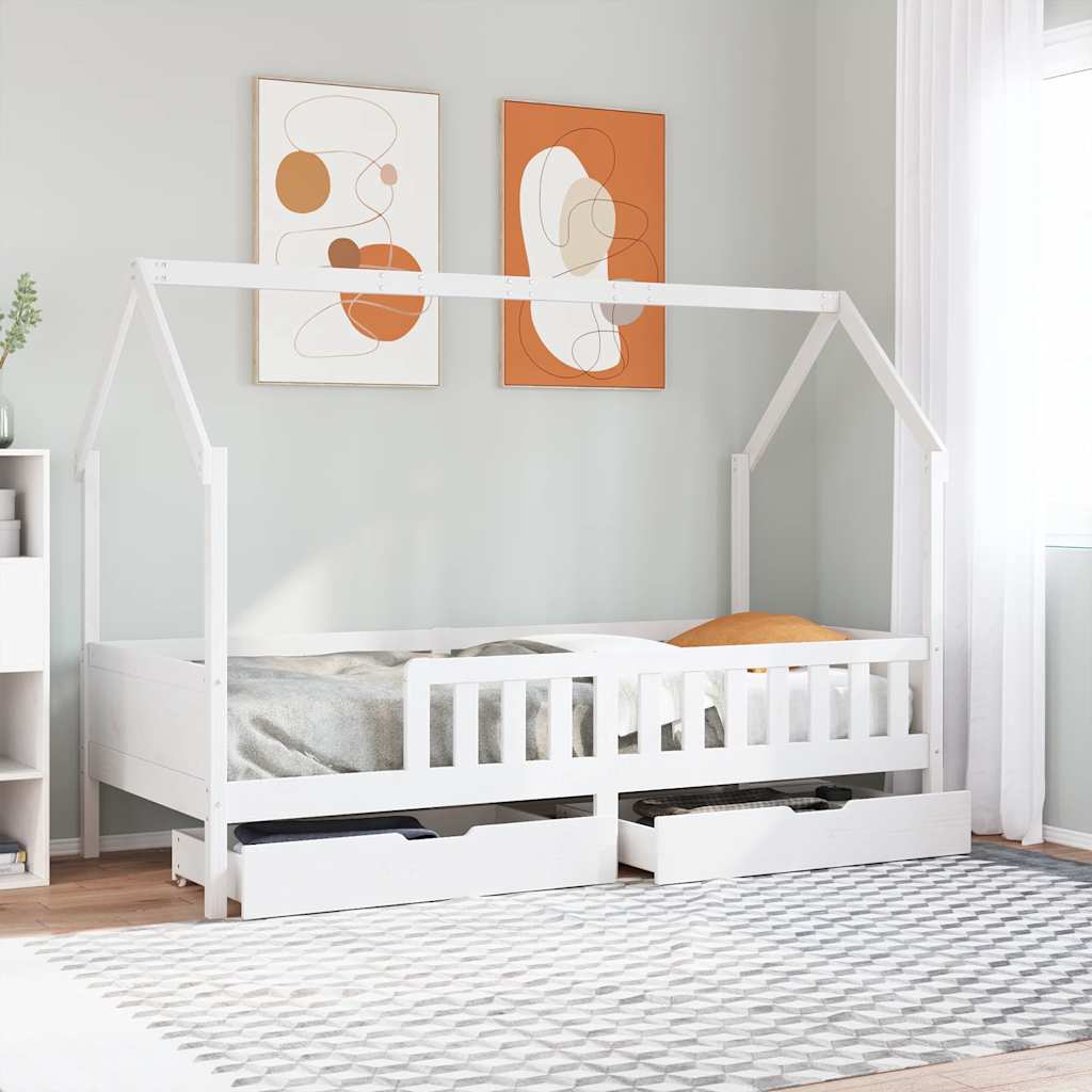 Kids Bed Frame With Drawers Without Mattress Solid Wood