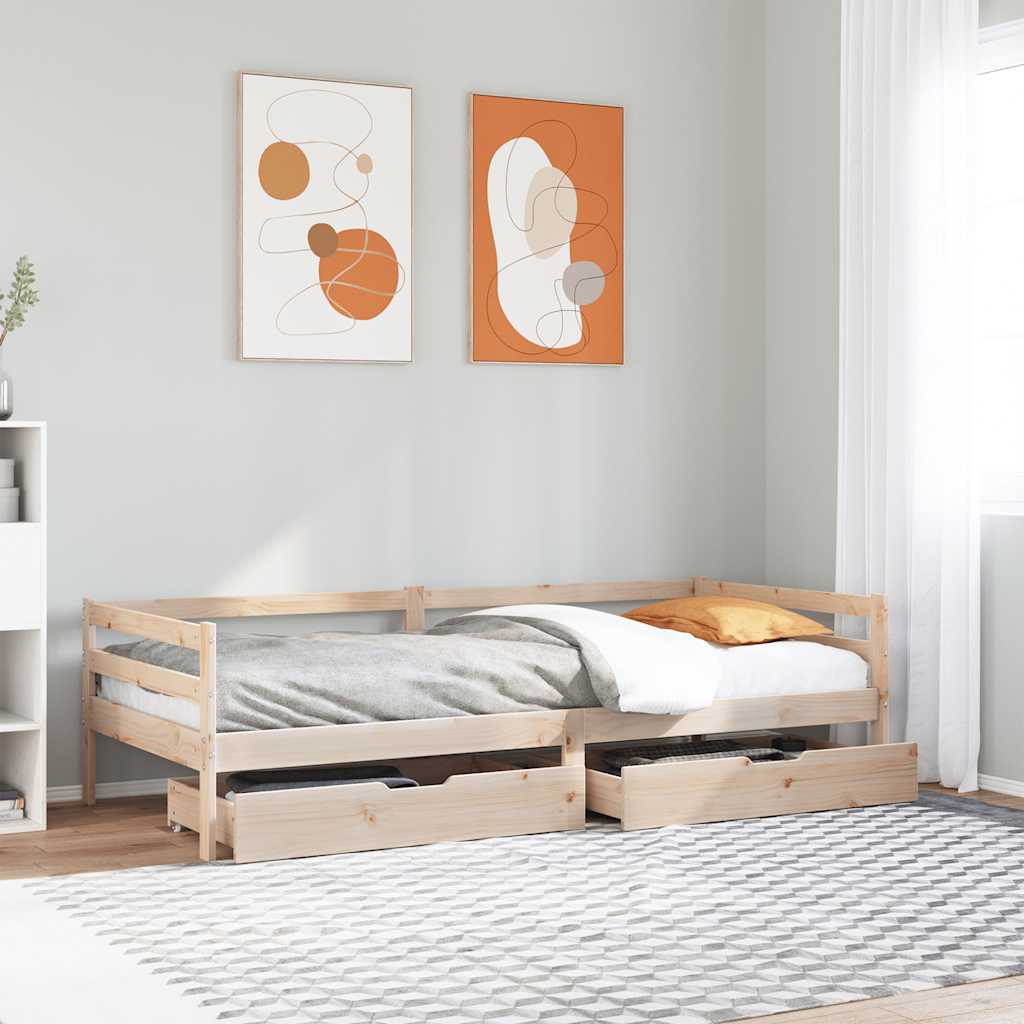 Daybed With Drawers Without Mattress 90X200 Cm Solid Wood