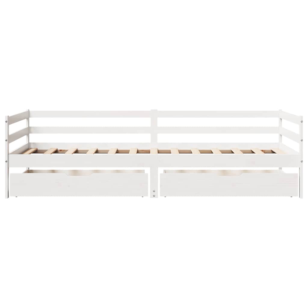 Daybed With Drawers Without Mattress White 90X200 Cm Solid Wood