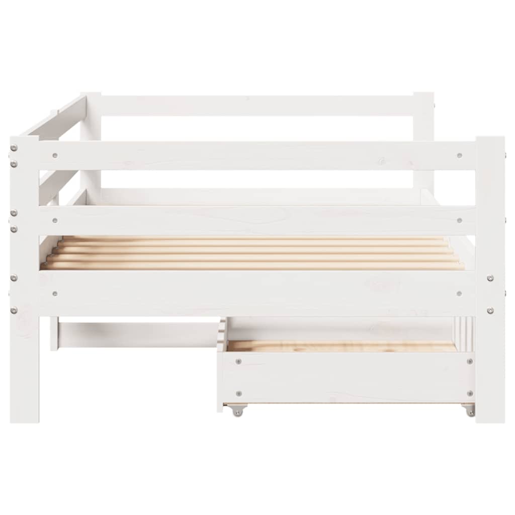 Daybed With Drawers Without Mattress White 90X200 Cm Solid Wood