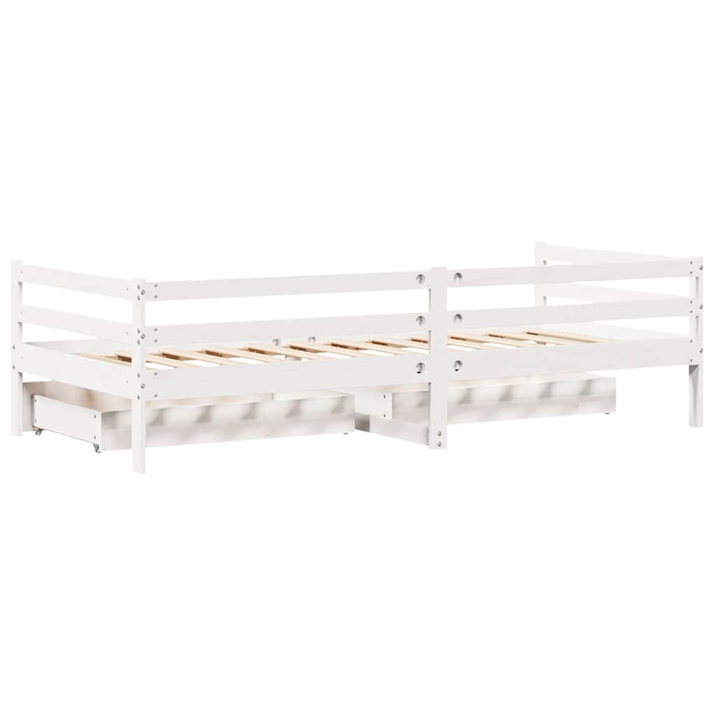 Daybed With Drawers Without Mattress White 90X200 Cm Solid Wood