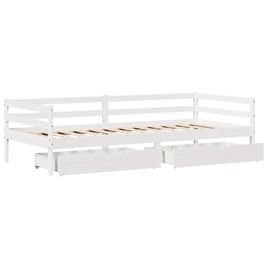 Daybed With Drawers Without Mattress White 90X200 Cm Solid Wood
