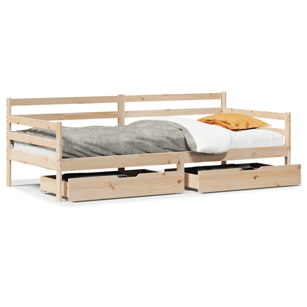Daybed With Drawers Without Mattress 90X200 Cm Solid Wood