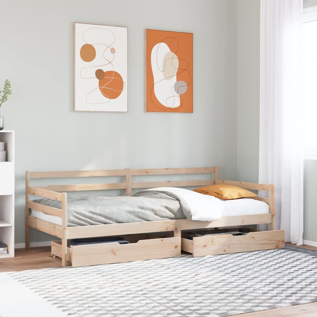 Daybed With Drawers Without Mattress 90X200 Cm Solid Wood