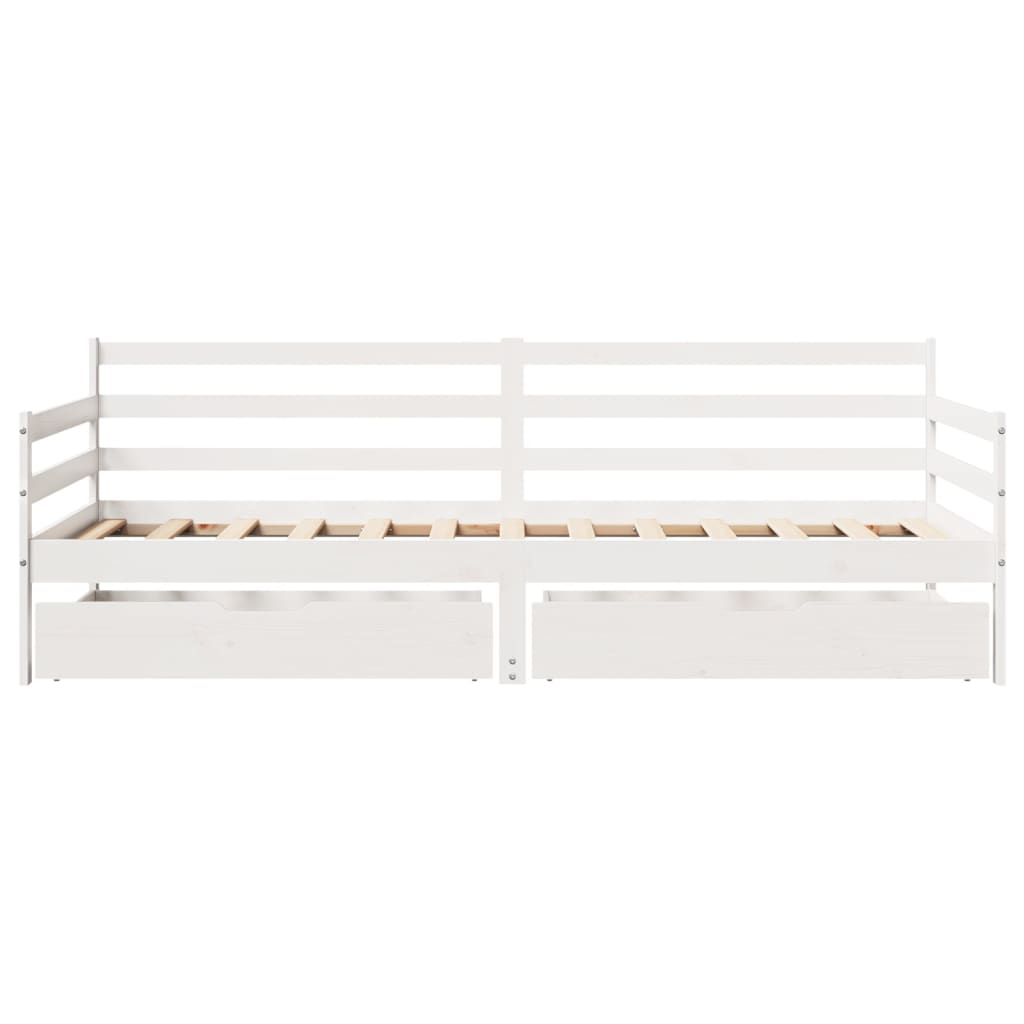Daybed With Drawers Without Mattress White 90X200 Cm Solid Wood