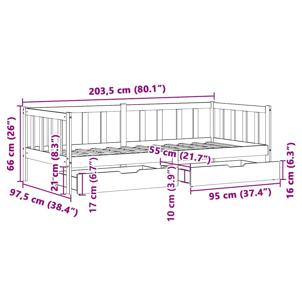 Daybed With Drawers Without Mattress Solid Wood