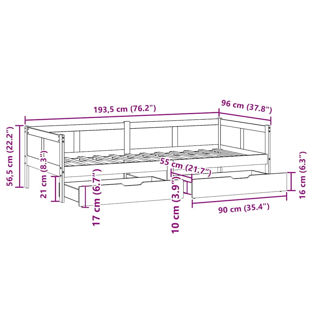 Daybed With Drawers Without Mattress Single Solid Wood