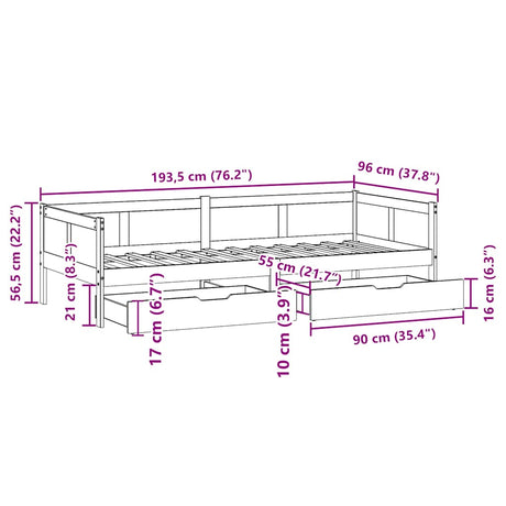 Daybed With Drawers Without Mattress Single Solid Wood