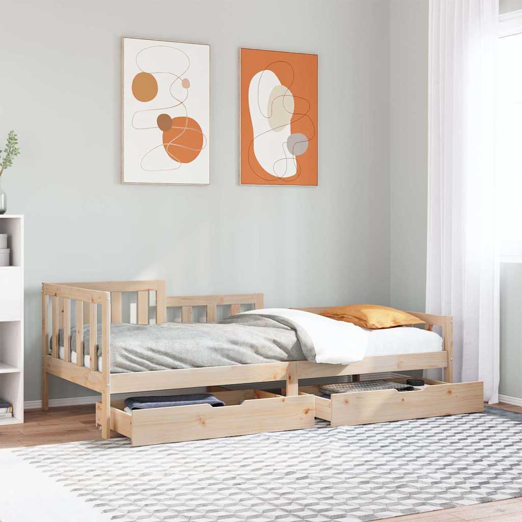 Daybed With Drawers Without Mattress 90X200 Cm Solid Wood