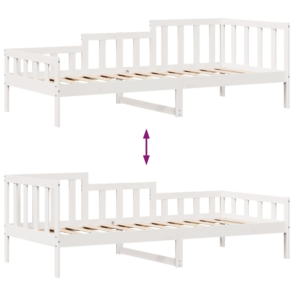 Daybed With Drawers Without Mattress White 90X190 Cm Single Solid Wood