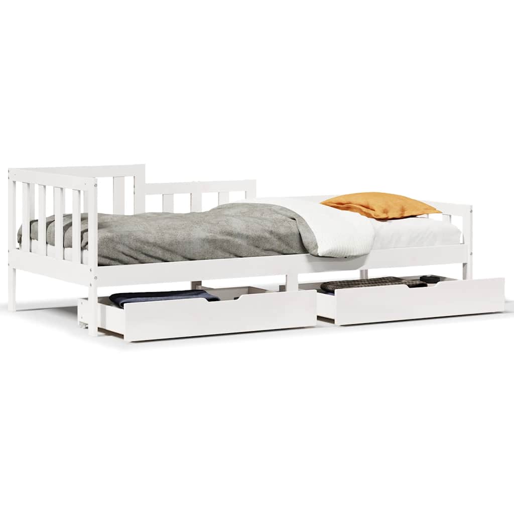 Daybed With Drawers Without Mattress White 80X200 Cm Solid Wood