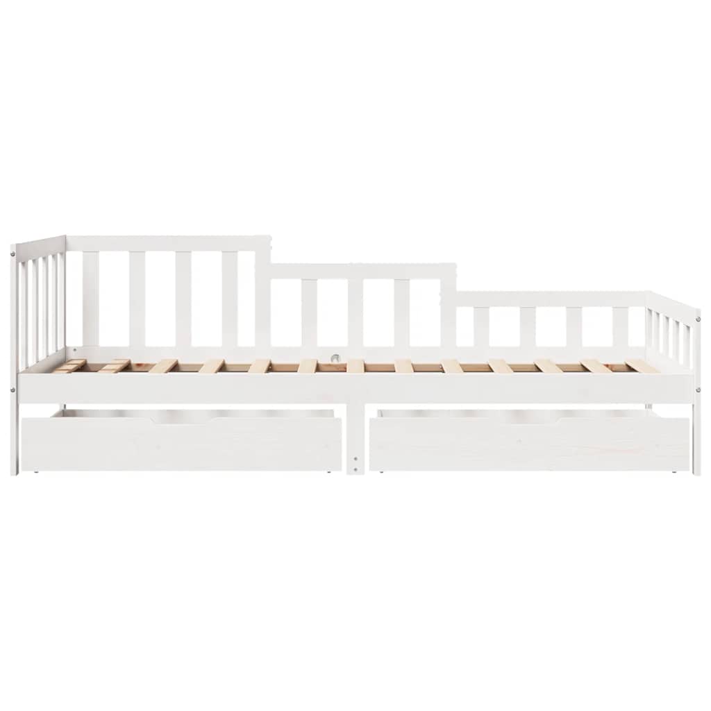 Daybed With Drawers Without Mattress White 80X200 Cm Solid Wood