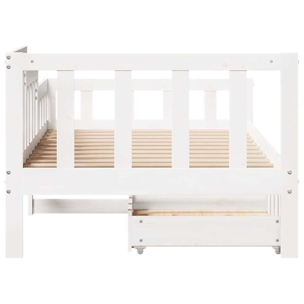 Daybed With Drawers Without Mattress White 80X200 Cm Solid Wood