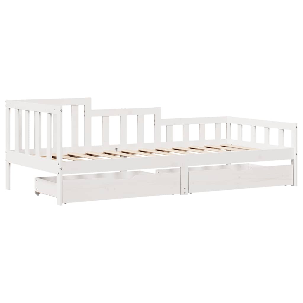 Daybed With Drawers Without Mattress White 90X200 Cm Solid Wood