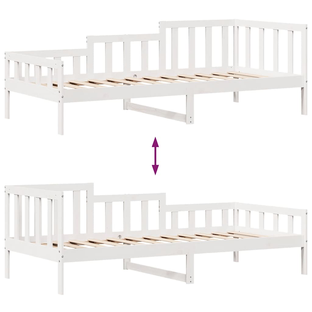Daybed With Drawers Without Mattress White 90X200 Cm Solid Wood