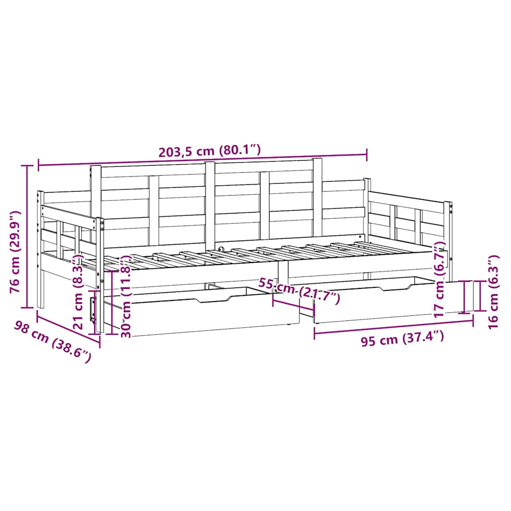 Daybed With Drawers Without Mattress Solid Wood