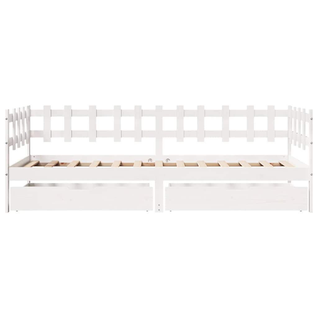 Daybed With Drawers Without Mattress White 80X200 Cm Solid Wood