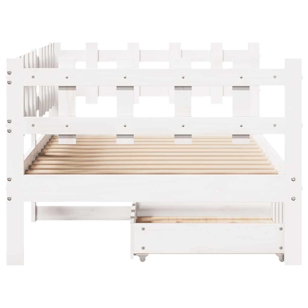 Daybed With Drawers Without Mattress White 80X200 Cm Solid Wood