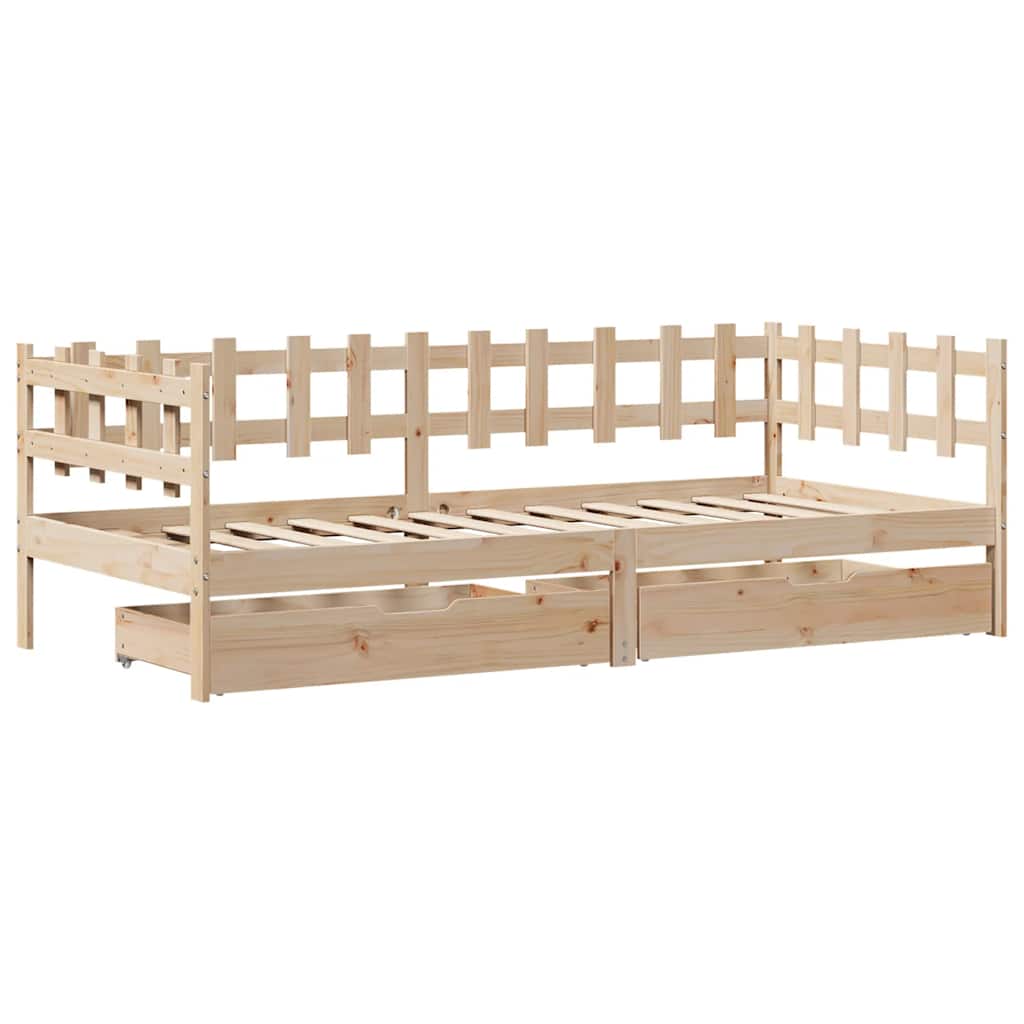 Daybed With Drawers Without Mattress 90X200 Cm Solid Wood