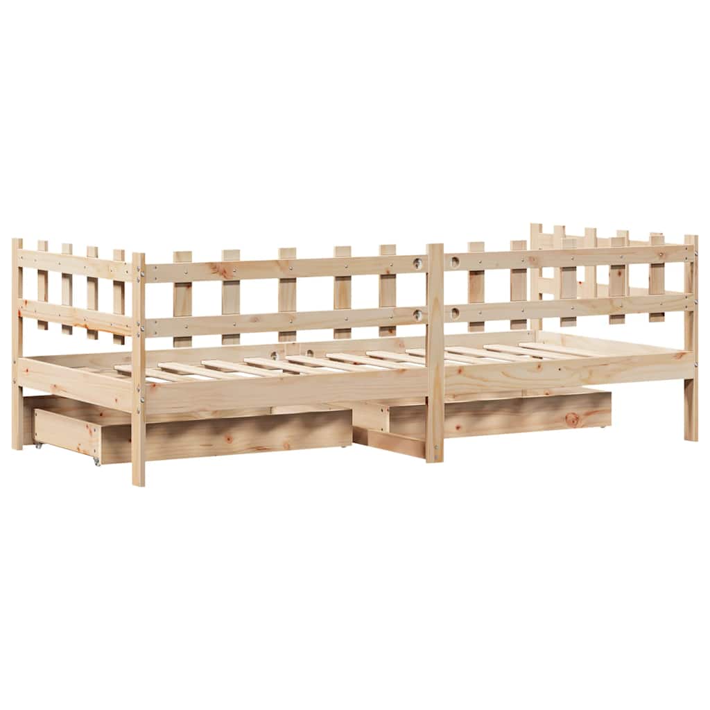 Daybed With Drawers Without Mattress 90X200 Cm Solid Wood