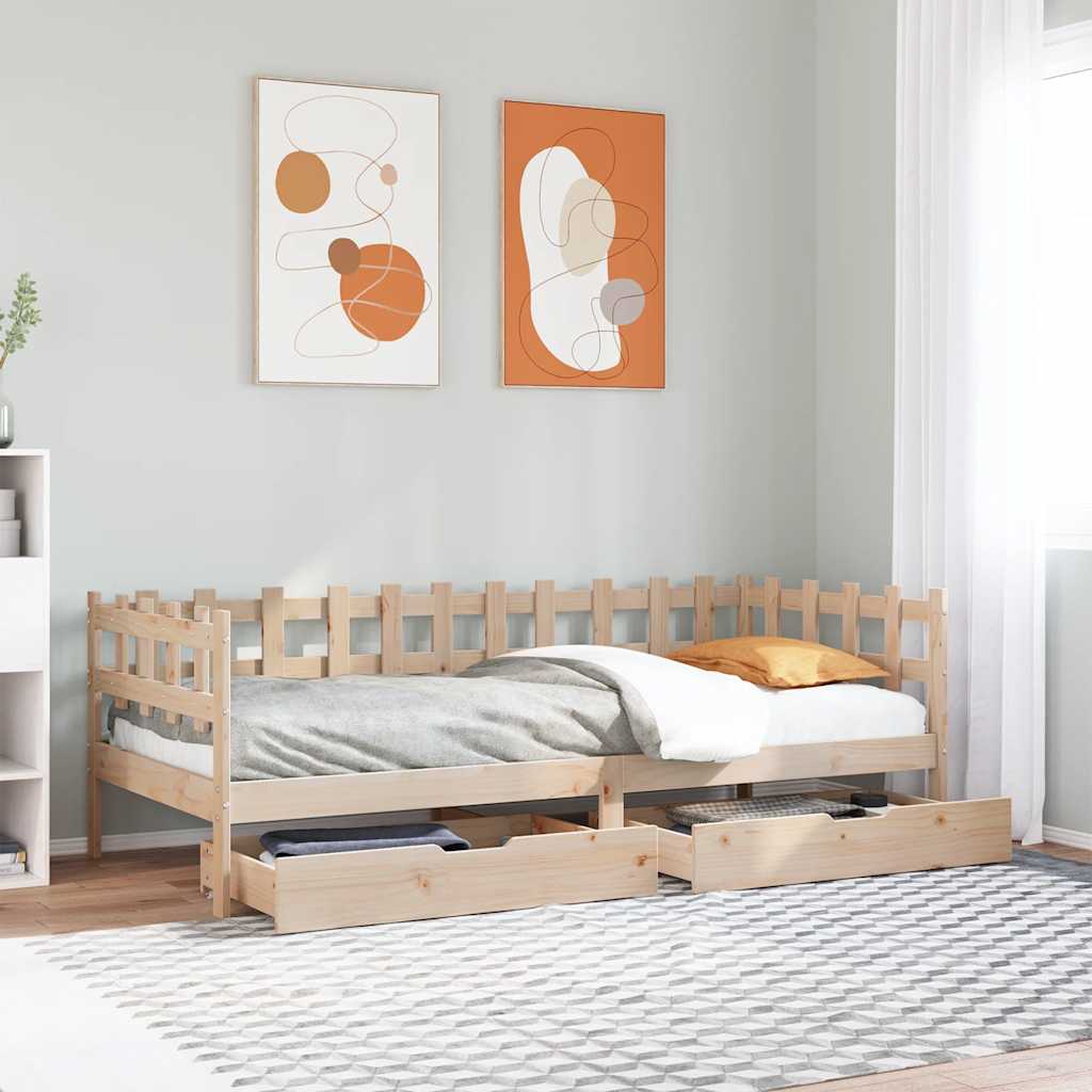 Daybed With Drawers Without Mattress 90X200 Cm Solid Wood