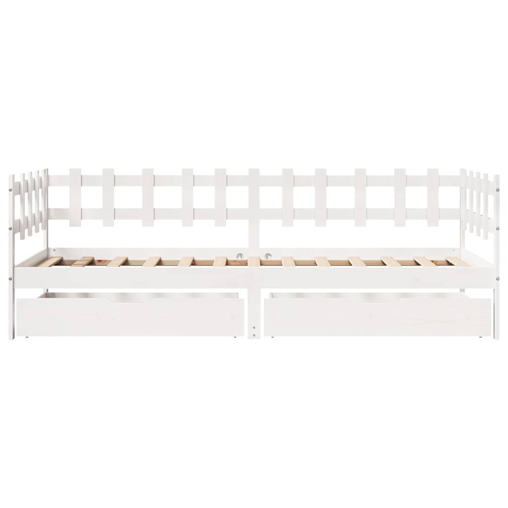Daybed With Drawers Without Mattress White 90X200 Cm Solid Wood