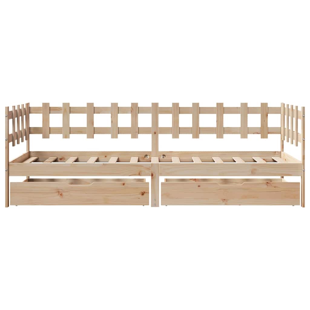 Daybed With Drawers Without Mattress 90X190 Cm Single Solid Wood