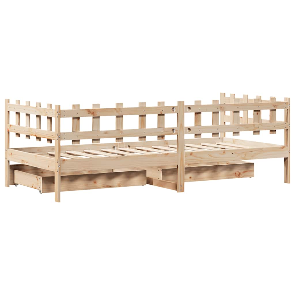 Daybed With Drawers Without Mattress 90X190 Cm Single Solid Wood