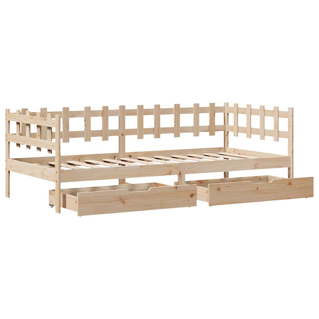 Daybed With Drawers Without Mattress 90X190 Cm Single Solid Wood