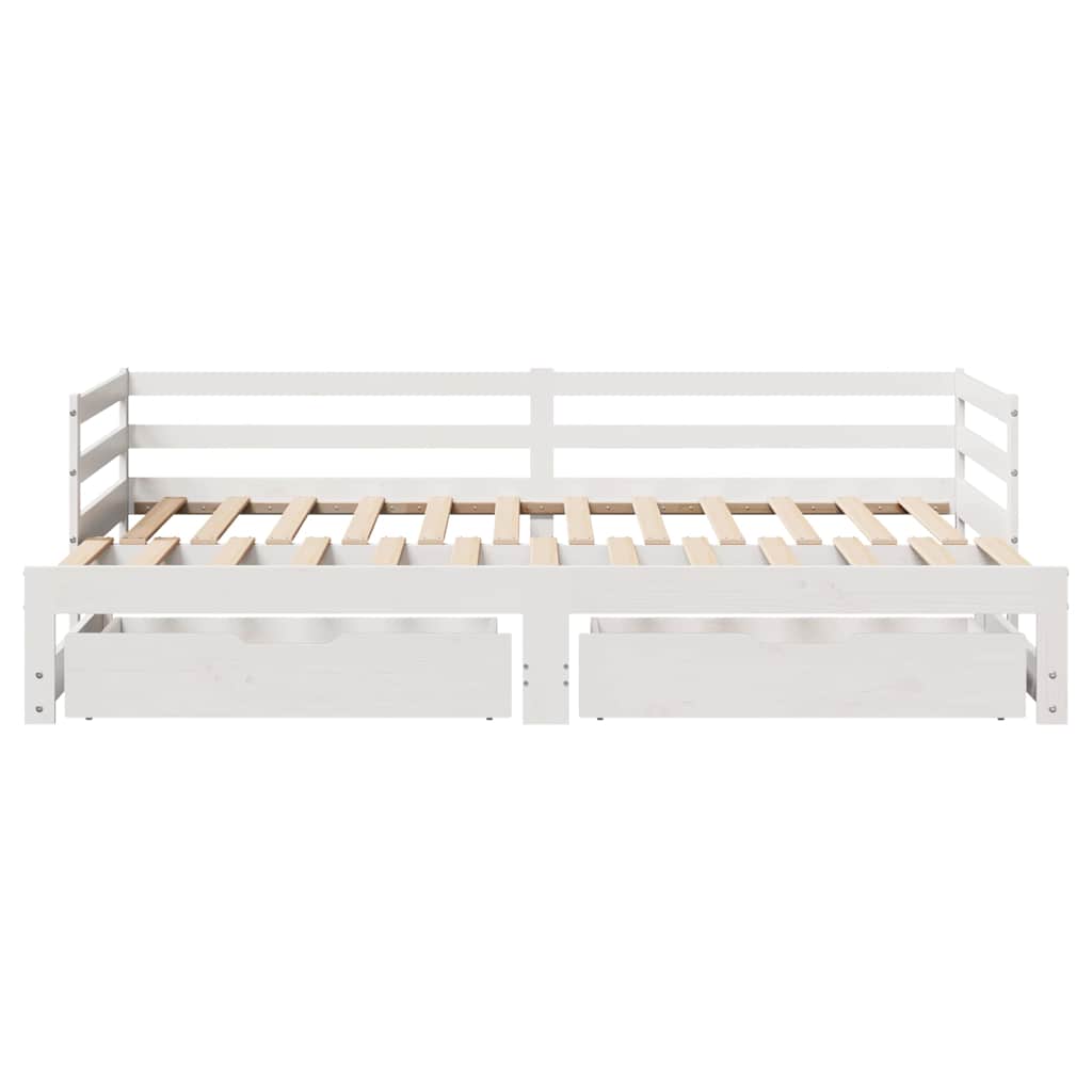 Daybed With Trundle And Drawers Without Mattress White 90X190 Cm Single