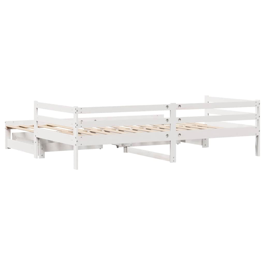 Daybed With Trundle And Drawers Without Mattress White 90X190 Cm Single