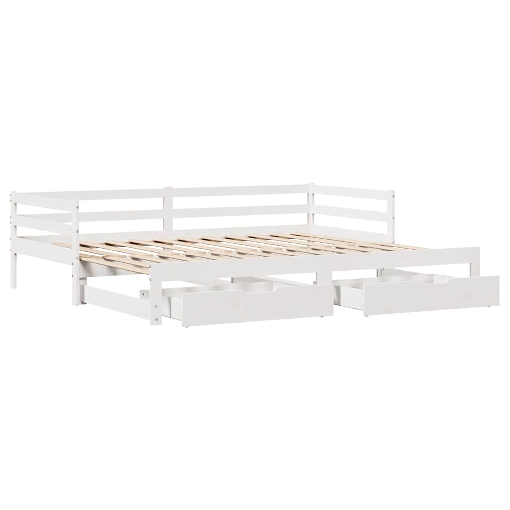 Daybed With Trundle And Drawers Without Mattress White 90X190 Cm Single