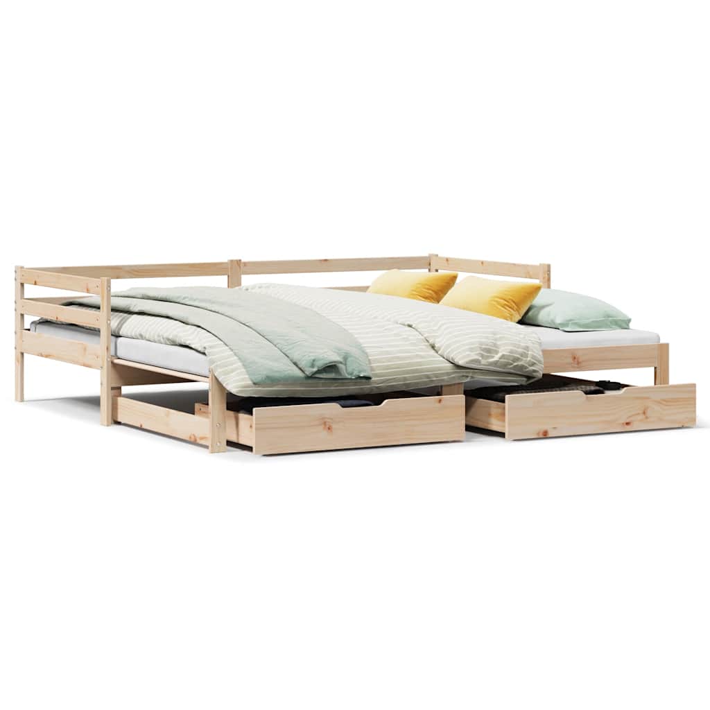 Daybed With Trundle And Drawers Without Mattress 80X200 Cm