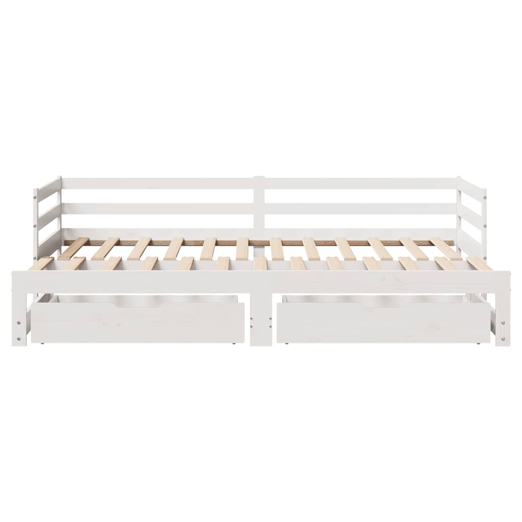 Daybed With Trundle And Drawers Without Mattress White 80X200 Cm