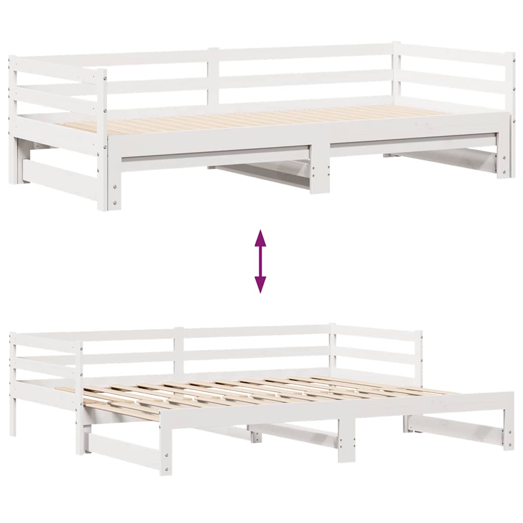 Daybed With Trundle And Drawers Without Mattress White 80X200 Cm