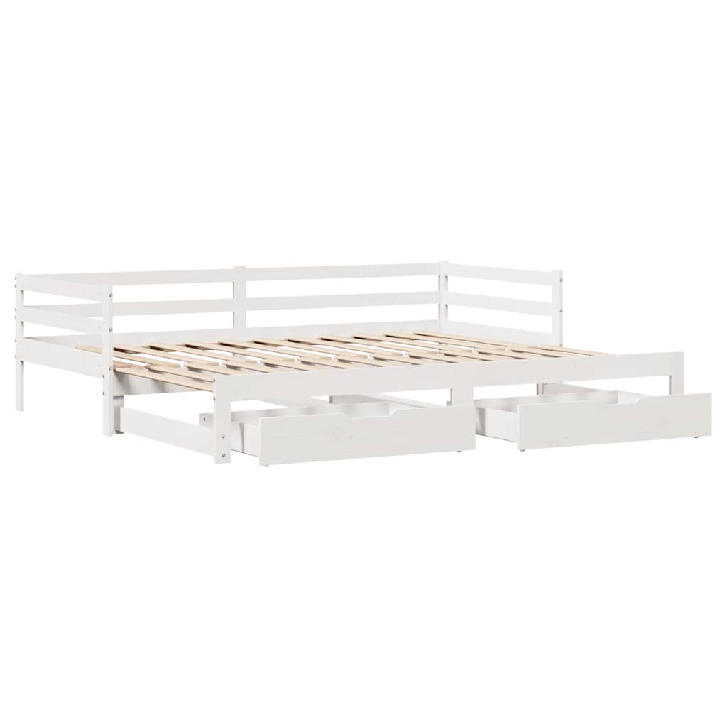 Daybed With Trundle And Drawers Without Mattress White 80X200 Cm