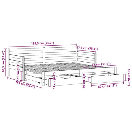 Daybed With Trundle And Drawers Without Mattress Single