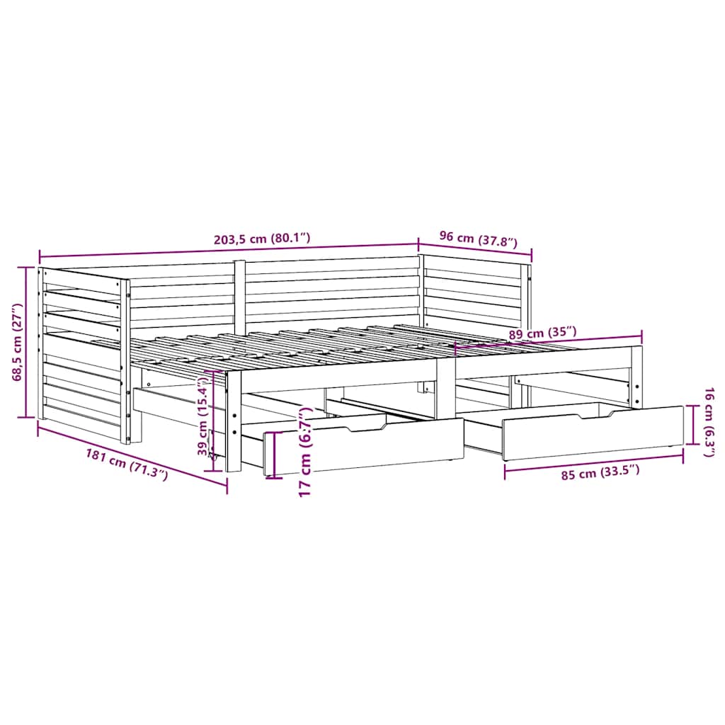 Daybed With Drawers Without Mattress Solid Wood