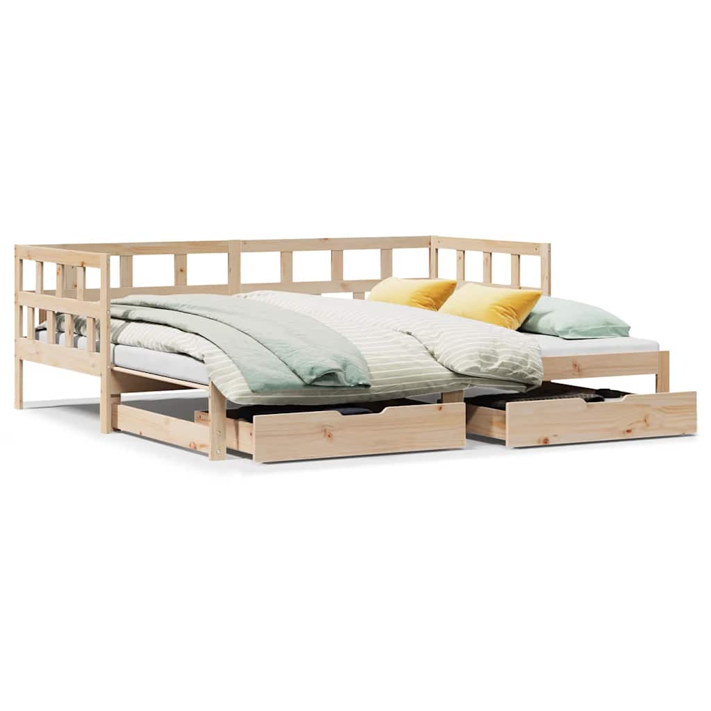 Daybed With Trundle And Drawers Without Mattress 90X200 Cm