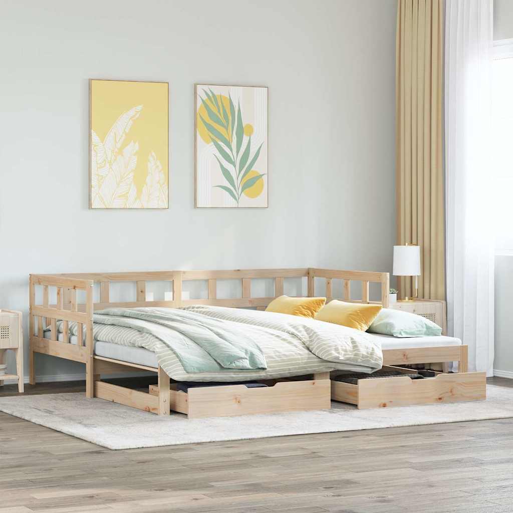 Daybed With Trundle And Drawers Without Mattress 90X200 Cm