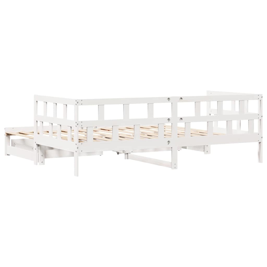 Daybed With Trundle And Drawers Without Mattress White 90X200 Cm