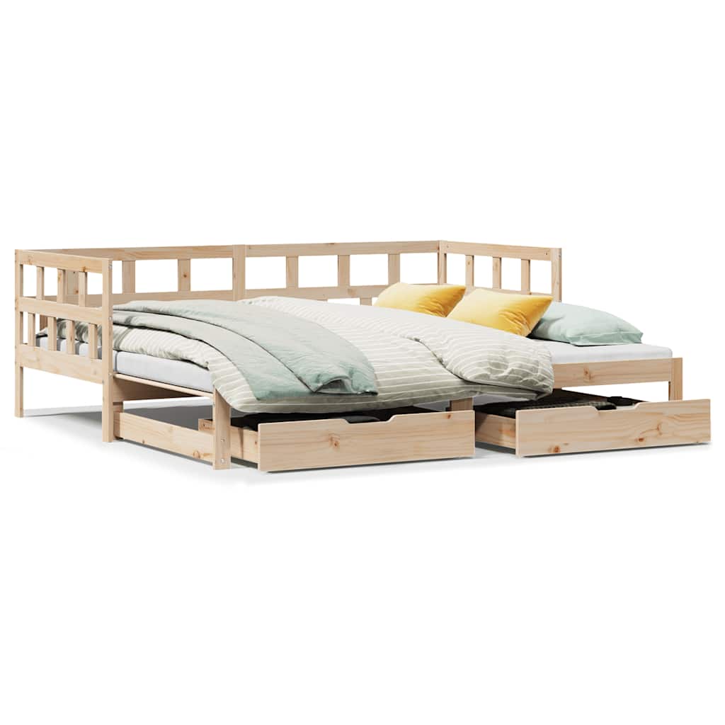 Daybed With Trundle And Drawers Without Mattress 90X200 Cm