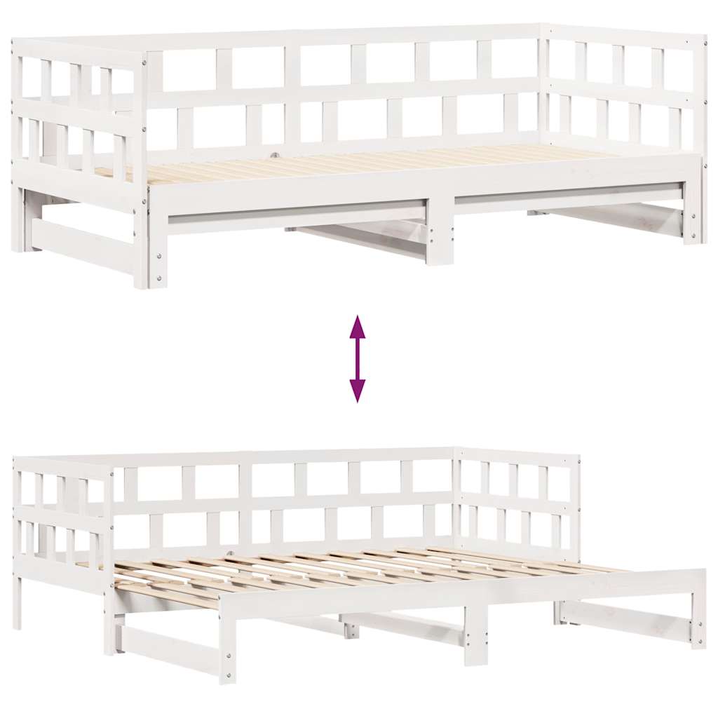 Daybed With Trundle And Drawers Without Mattress White 90X200 Cm