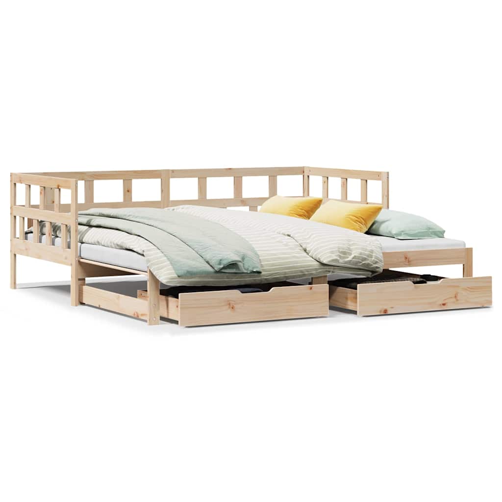 Daybed With Trundle And Drawers Without Mattress 80X200 Cm