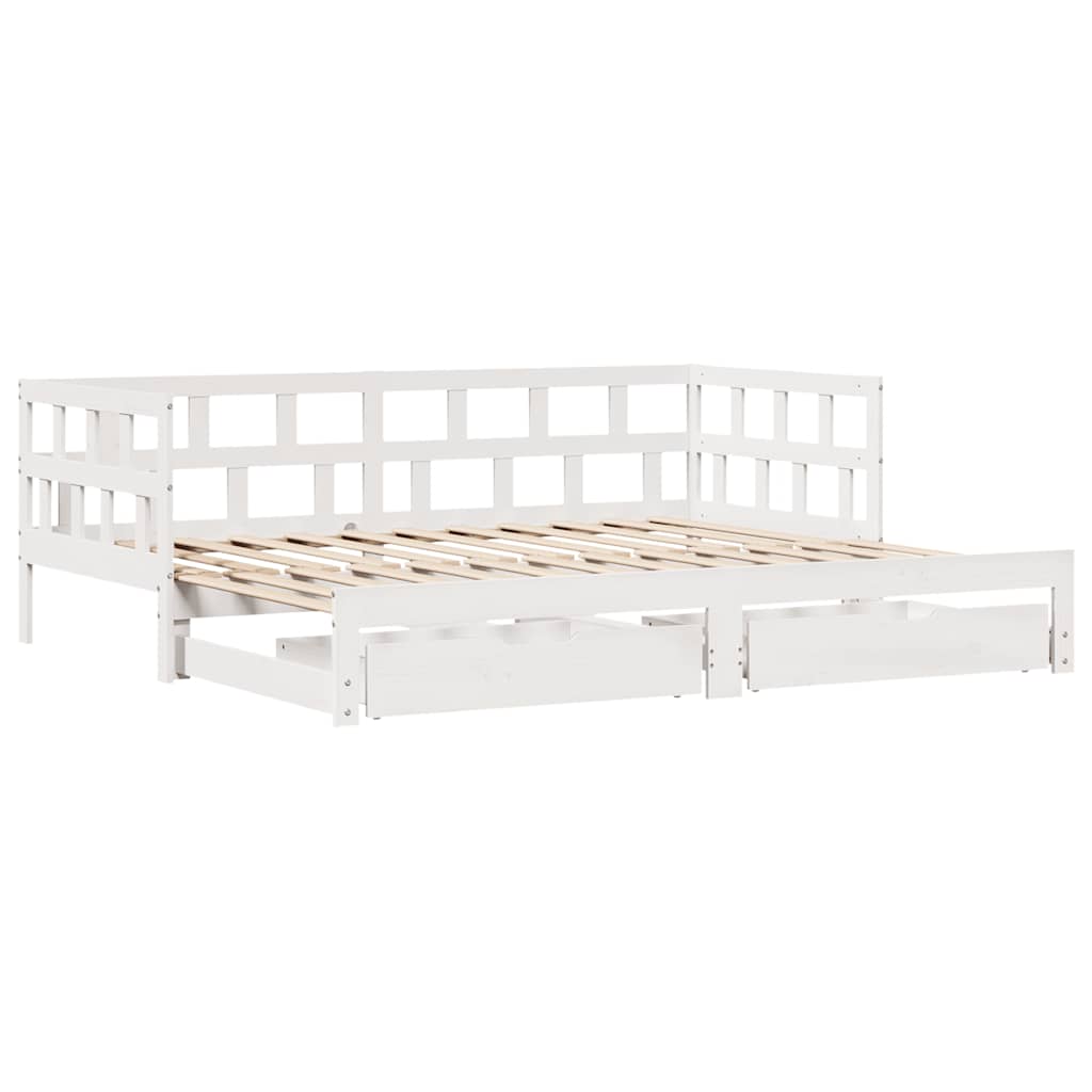 Daybed With Trundle And Drawers Without Mattress White 80X200 Cm