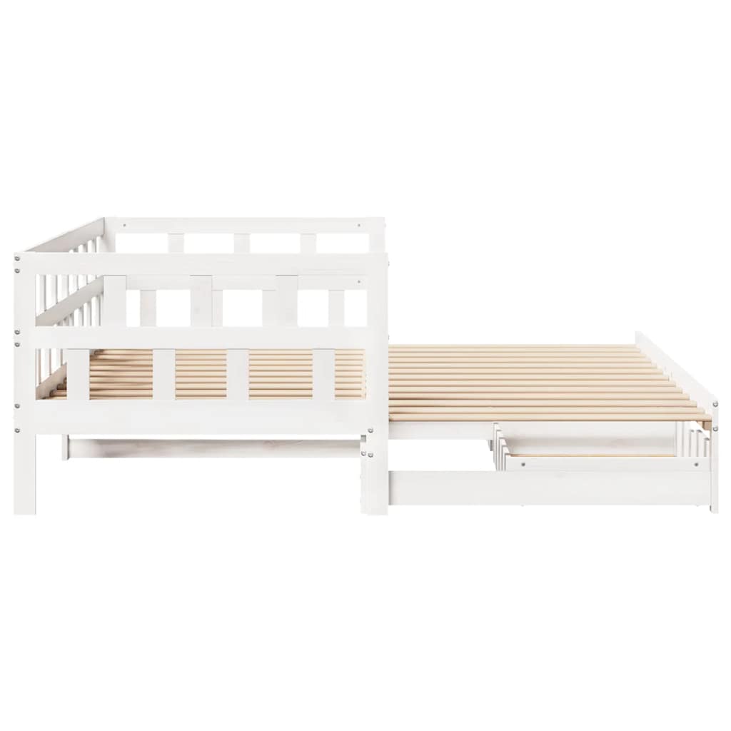 Daybed With Trundle And Drawers Without Mattress White 80X200 Cm