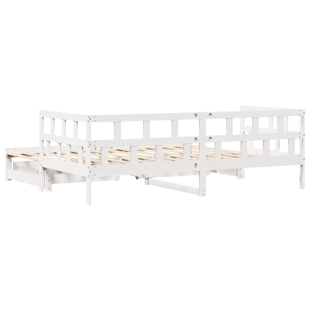 Daybed With Trundle And Drawers Without Mattress White 80X200 Cm